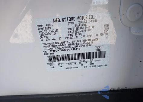 2025 Ford Explorer Platinum from USA, damaged, VIN 1FMUK7HH3SGA48113